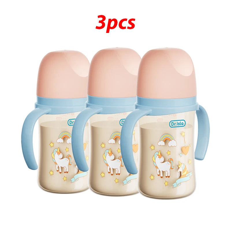 3PCS PPSU Baby Bottles – 160/240ml, Double Handle, Drop-Proof & BPA-Free