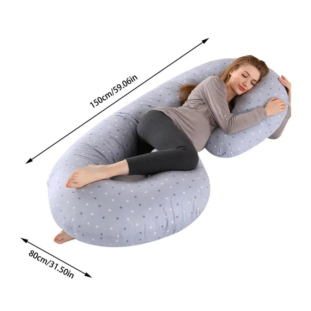 Coussin de grossesse intégral en forme de C – Housse amovible et support pour dormir sur le côté
