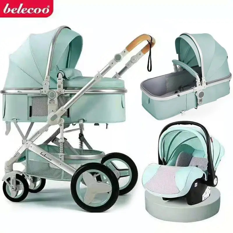 Luxurious Baby Stroller 3 in 1 Portable Travel Carriage Folding Prams