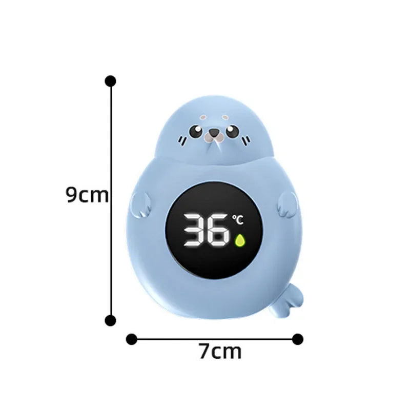 Toddler Bath Water Toy – Blue Seal Floating Thermometer & Sensor