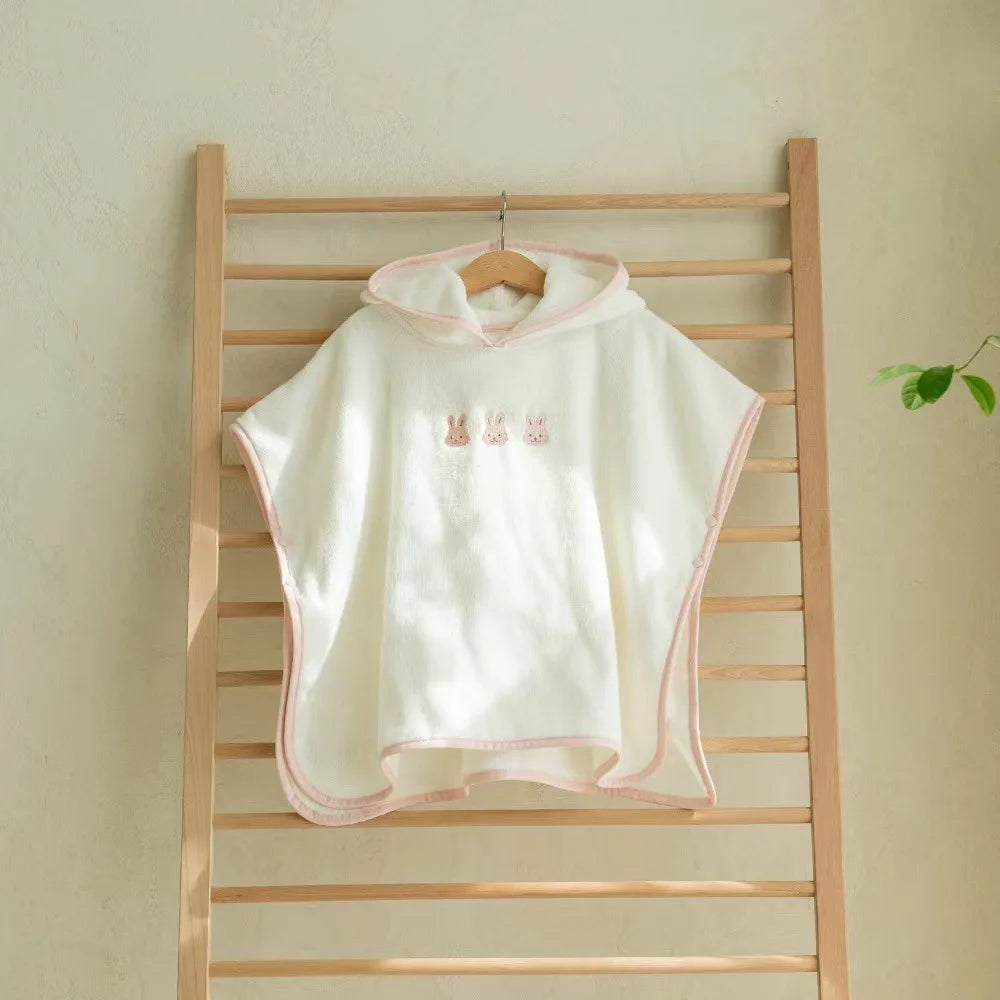 Serviette de bain à capuche pour enfants coréens – Cape en coton absorbante à séchage rapide avec chapeau