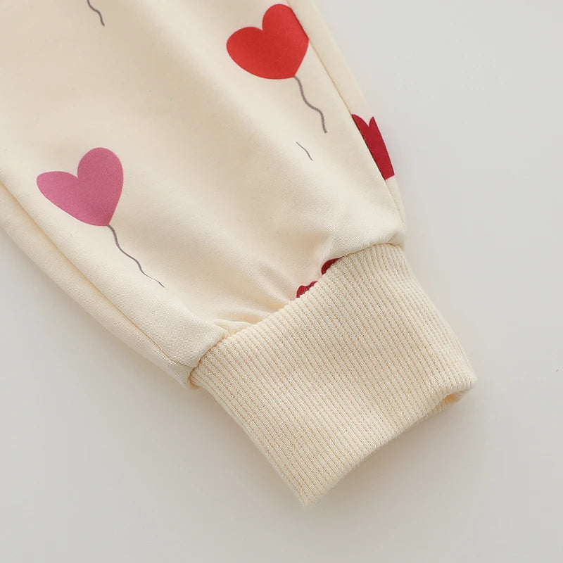 Ensemble bébé printemps/automne 2 pièces – Haut à manches longues et pantalon « Love Balloon »