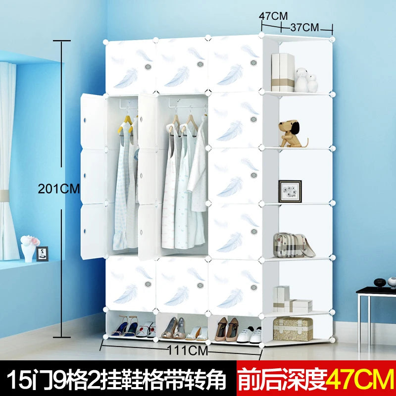 Armoire bébé minimaliste – Cube en plastique et rangement en tissu