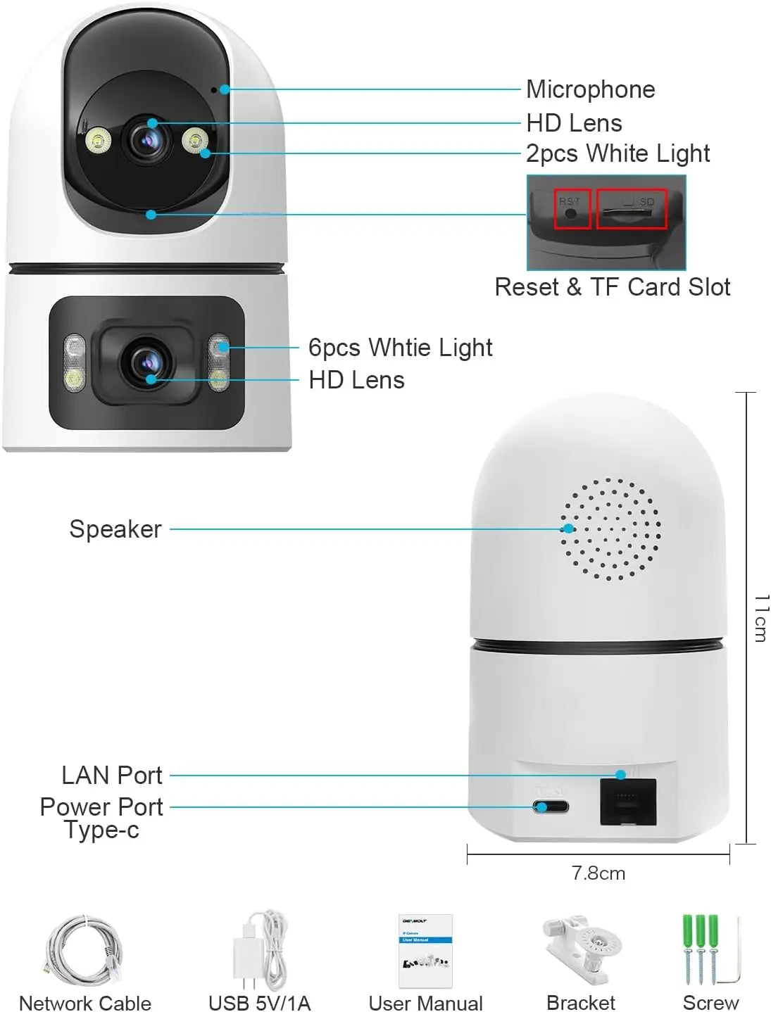 WiFi Home Surveillance GENBOLT 360° IP Camera