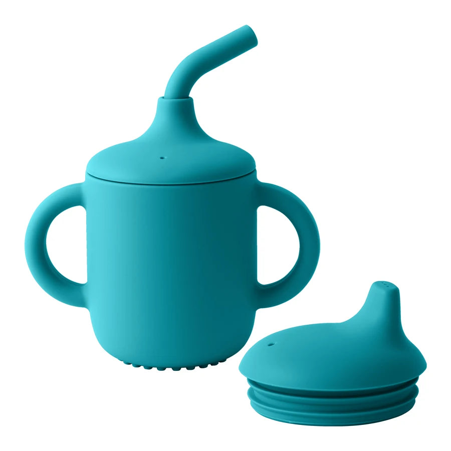 Gobelet d'apprentissage en silicone pour bébé – Double couvercle, sans BPA, bouteille portable pour enfants