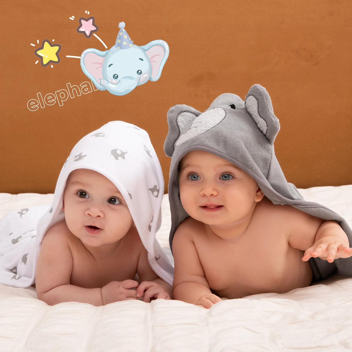 Momcozy Elephant Hooded Baby Towel Set – 8-Piece Bath Essentials, Towels & Washcloths