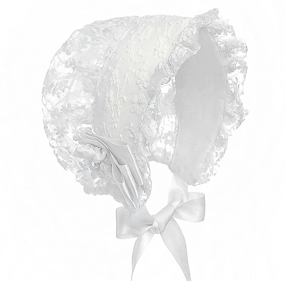 Bonnet à volants en dentelle brodée pour la photographie de nouveau-né