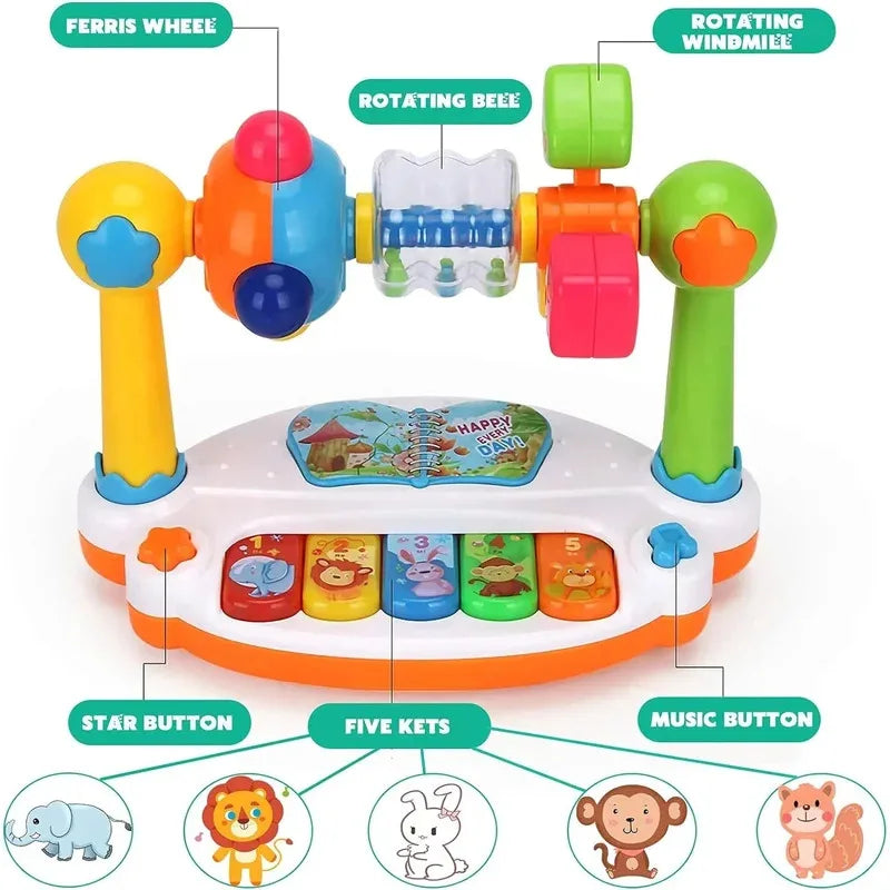 Piano rotatif pour bébé – Lumières et sons amusants !