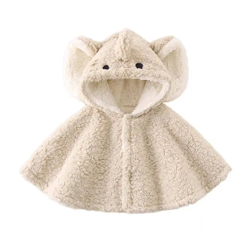 Poncho à capuche mignon pour bébé éléphant de dessin animé - Cape d'hiver doublée en polaire avec oreilles 3D, manteau chaud pour bébés et jeunes enfants (0-3 ans)