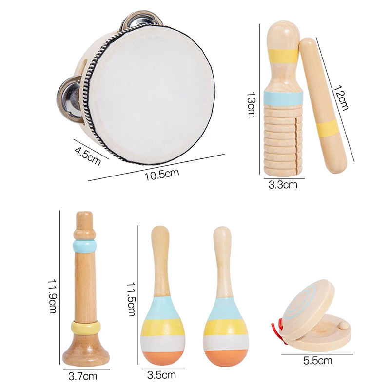 Ensemble musical en bois Montessori – Jouet d'apprentissage des percussions pour enfants
