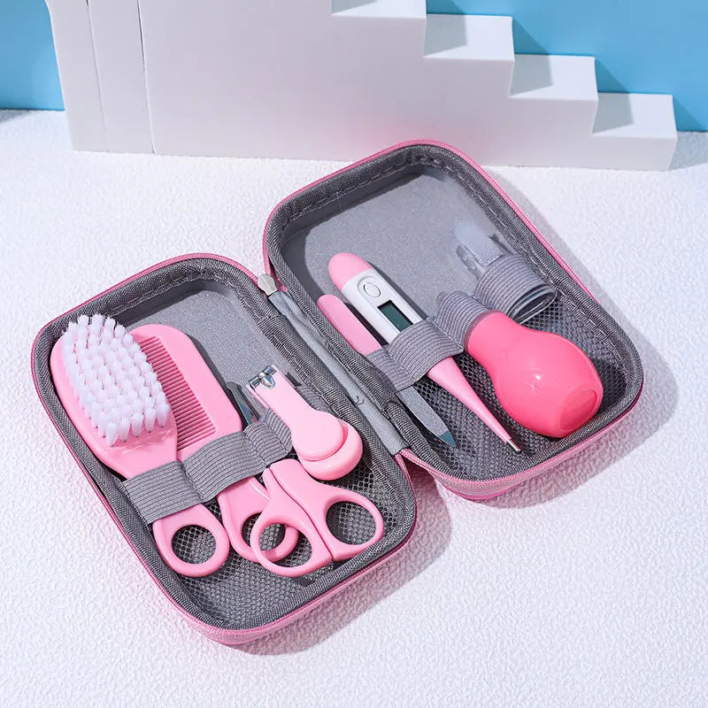 Kit de toilettage pour bébé 8 pièces – Brosse douce, peigne et coupe-ongles