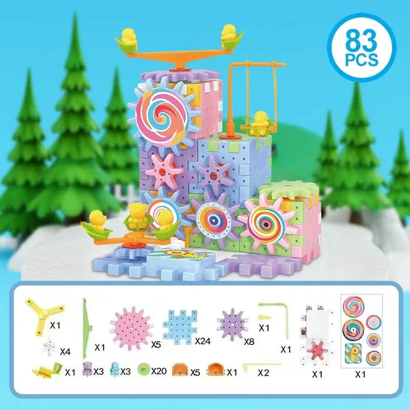 Kit de construction d'engrenages électriques éducatif pour enfants