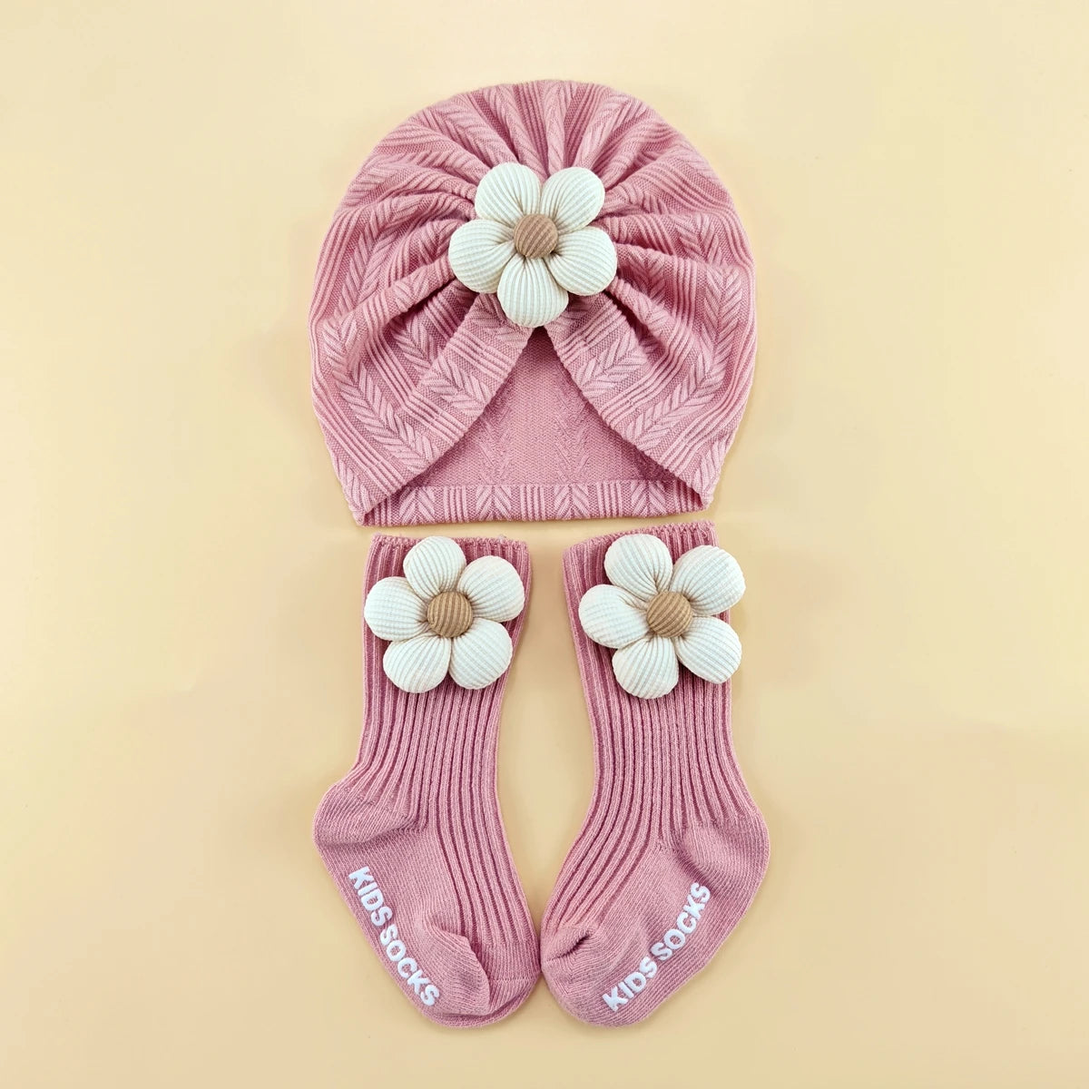 Soft Newborn Baby Hat and Anti-Slip Socks Set