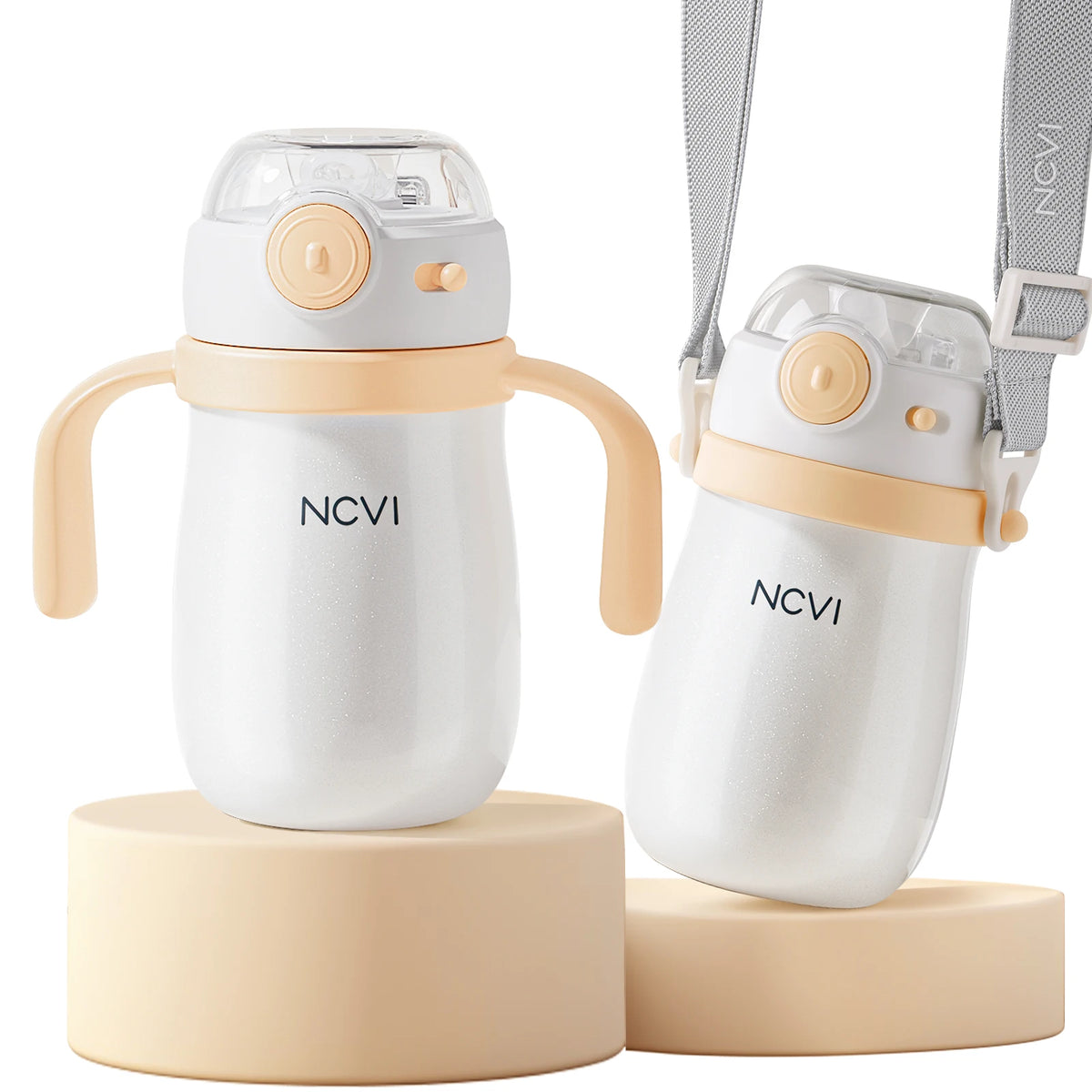 Gobelet à bec en acier pour tout-petits | Bouteille à paille anti-fuites NCVI 300 ml, facile à nettoyer