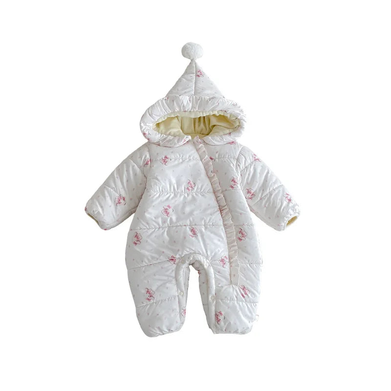 Combinaison bébé ours en peluche 2025, nouvelle combinaison d'hiver pour bébé, super mignonne, à capuche, pour nouveau-né, veste en coton à motif dessin animé