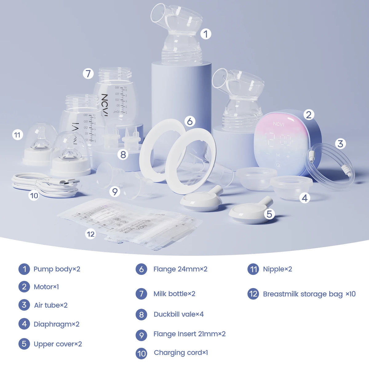 NCVI Double Electric Breast Pump - 4 Modes 9 Levels Breastfeeding Pump