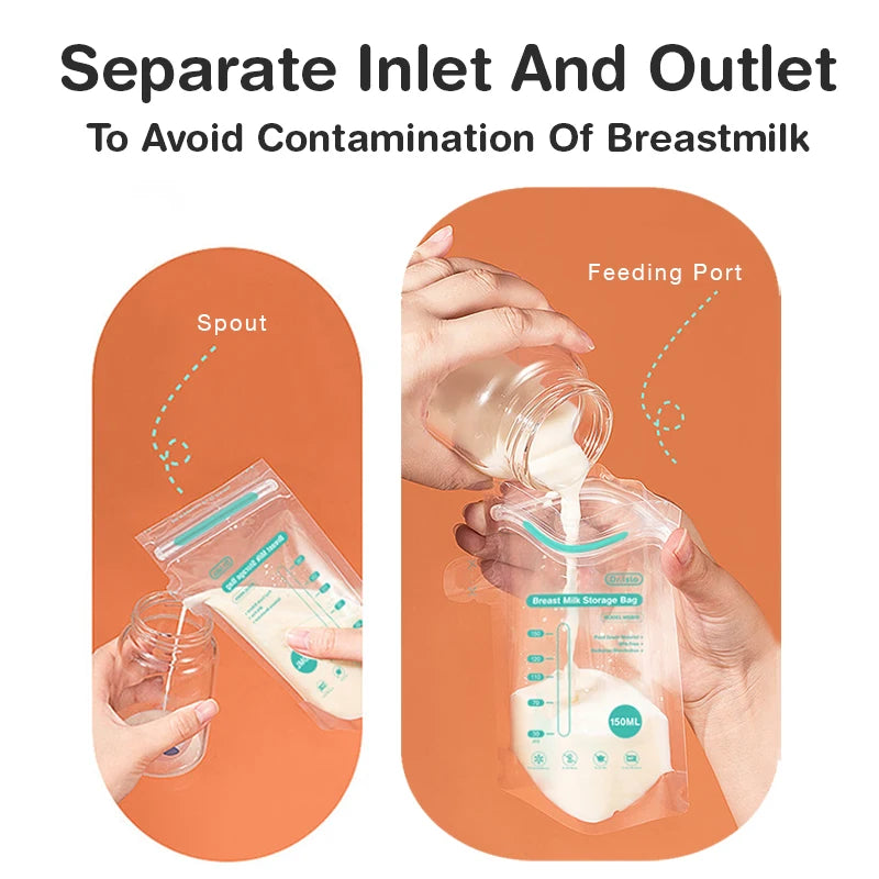 Sachets de conservation de lait maternel MAMIJOY 150 ml – 100 unités, sans BPA, étanches et sûrs