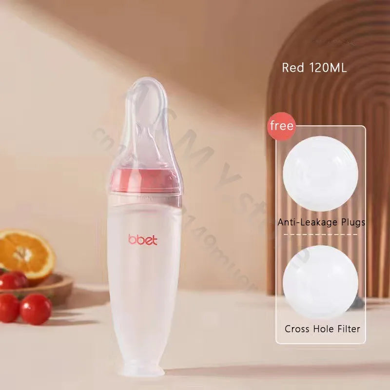 BBET Baby Food Feeder | Silicone Squeeze Bottle with Spoon for Infants