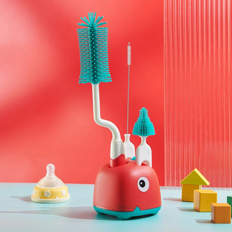 Brosse de nettoyage en silicone pour bébé | Nettoyeur à 360° pour biberons, tétines et sucettes