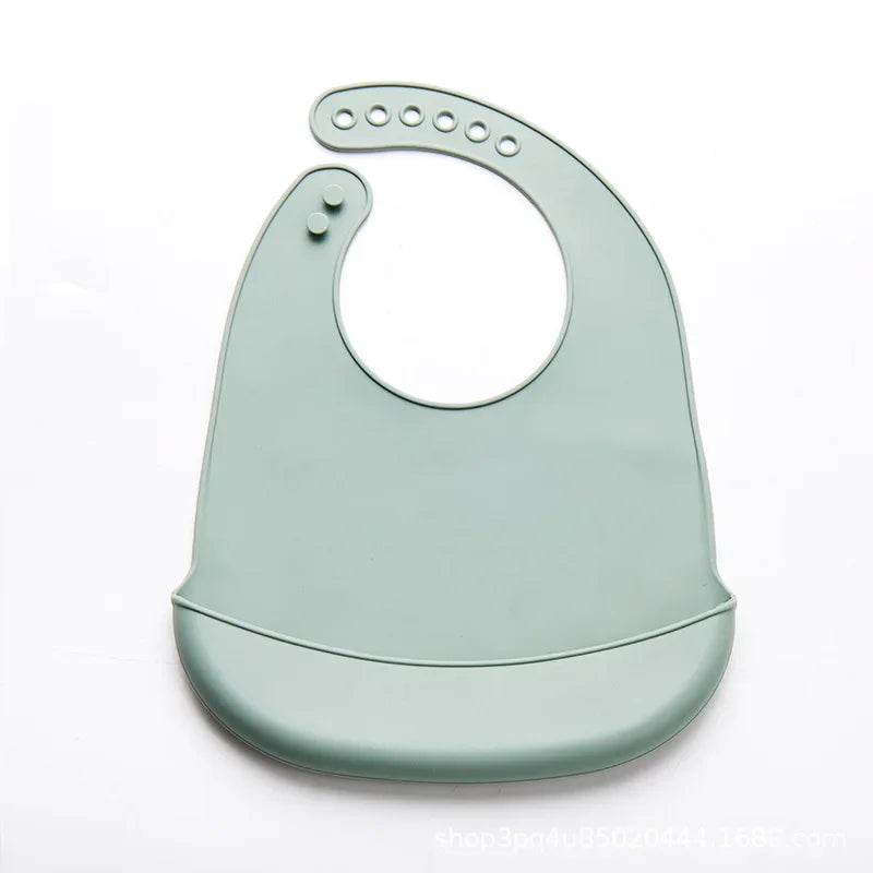 Bavoir bébé ajustable en silicone souple imperméable (sans BPA)