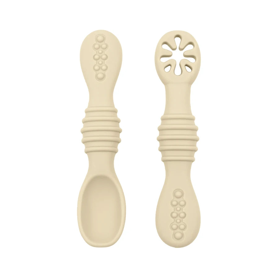 Ensemble de 2 cuillères et fourchettes en silicone pour bébé – Couverts d'apprentissage souples