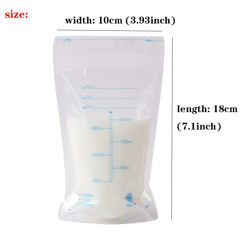 Sachets de congélation pour lait maternel de 200 ml, sans BPA.