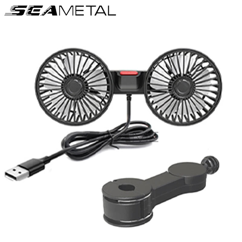 Ventilateur de cou à double tête – Refroidisseur de siège arrière de voiture rotatif à 360°