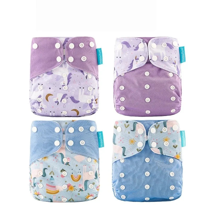 Couches lavables à poche réutilisables – Lot de 4, imperméables avec doublure en suédine