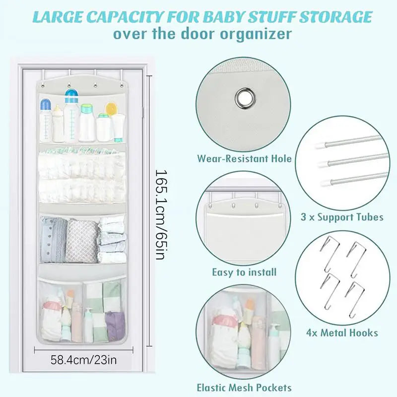 Folding Over-Door Plush Toy Organizer – Mesh Hammock Bag for Nursery