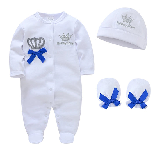 4-Piece Newborn Baby Clothing Set – Plain Cotton Rompers & Outfits (0–9M)