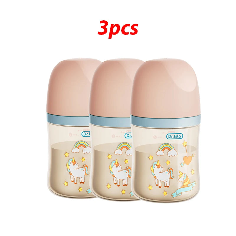 3PCS PPSU Baby Bottles – 160/240ml, Double Handle, Drop-Proof & BPA-Free