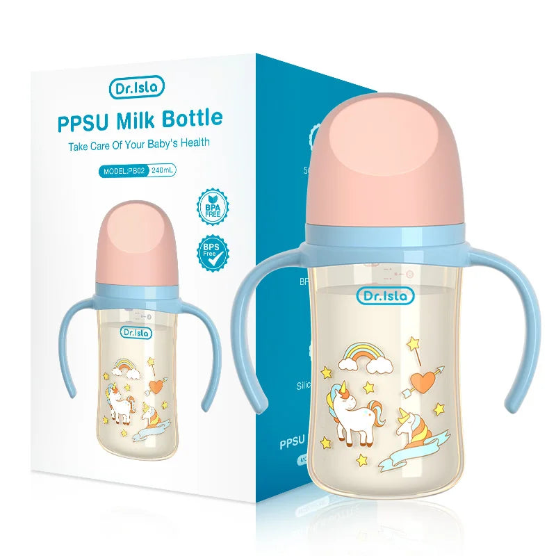 Biberon en PPSU – 160/240 ml, double poignée, antichoc et sans BPA