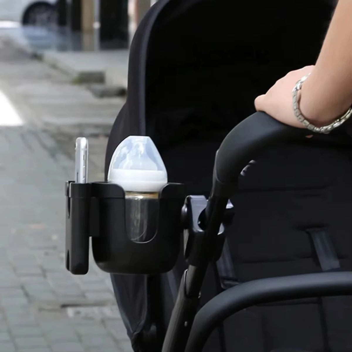 Pram & Stroller Cup Holder – Anti-Slip Bottle & Phone Accessory