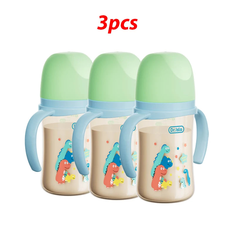 3PCS PPSU Baby Bottles – 160/240ml, Double Handle, Drop-Proof & BPA-Free