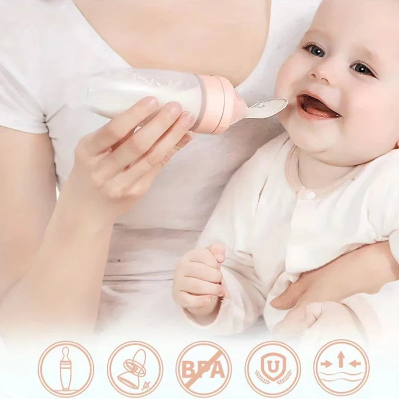 Biberon d'apprentissage pour céréales bébé avec cuillère – Biberon d'apprentissage pour lait et purée