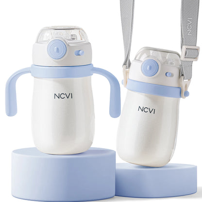 Gobelet à bec en acier pour tout-petits | Bouteille à paille anti-fuites NCVI 300 ml, facile à nettoyer