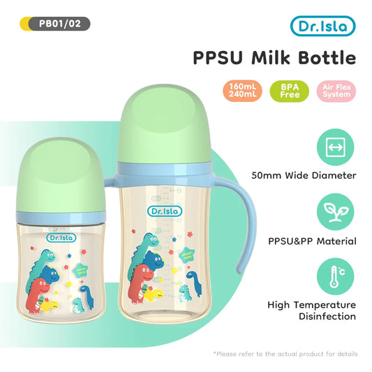 PPSU Baby Bottle – 160/240ml, Double Handle, Drop-Proof & BPA-Free