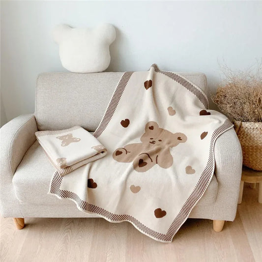 Couverture tricotée pour bébé, emmaillotage, accessoires pour nouveau-nés, ours, couverture d'hiver chaude pour enfants, literie Manta Bebe