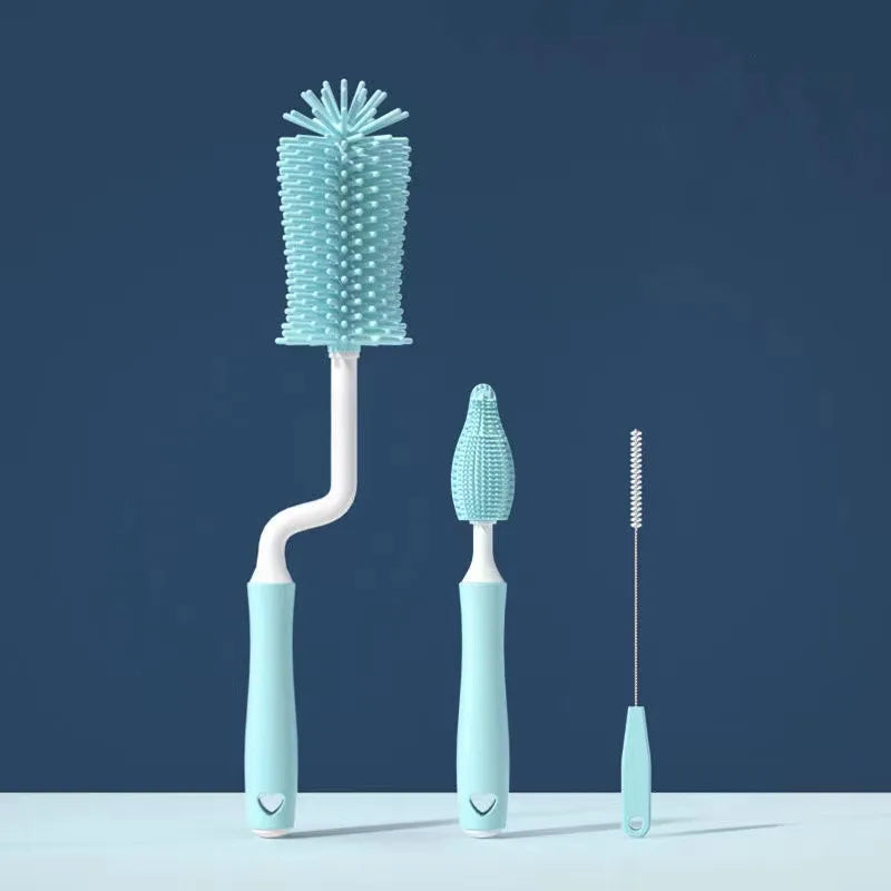 Kit de nettoyage en silicone à 360° | Brosse pour biberons, tétines et pailles