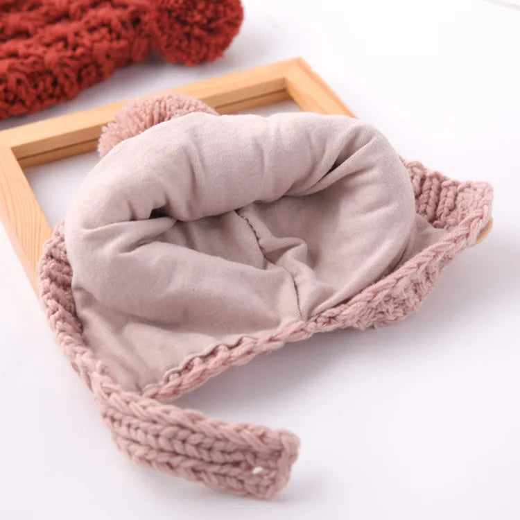 Soft Warm Solid Color Knitted Baby Hat for Boys and Girls Winter