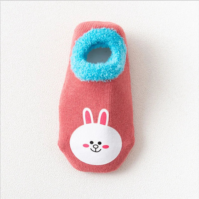 Chaussettes bébé chaudes et antidérapantes – Imprimé animal et éponge douce
