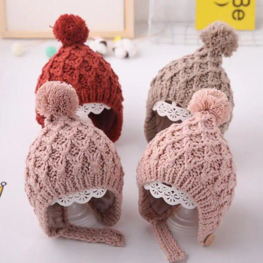 Bonnet bébé tricoté doux et chaud, couleur unie, pour garçons et filles, hiver
