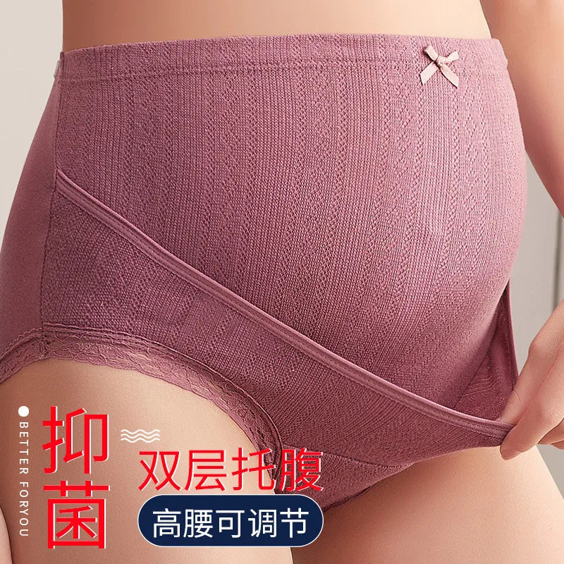 “Plus-Size Cotton Maternity Shorts – Adjustable High-Waist Pregnancy Briefs”
