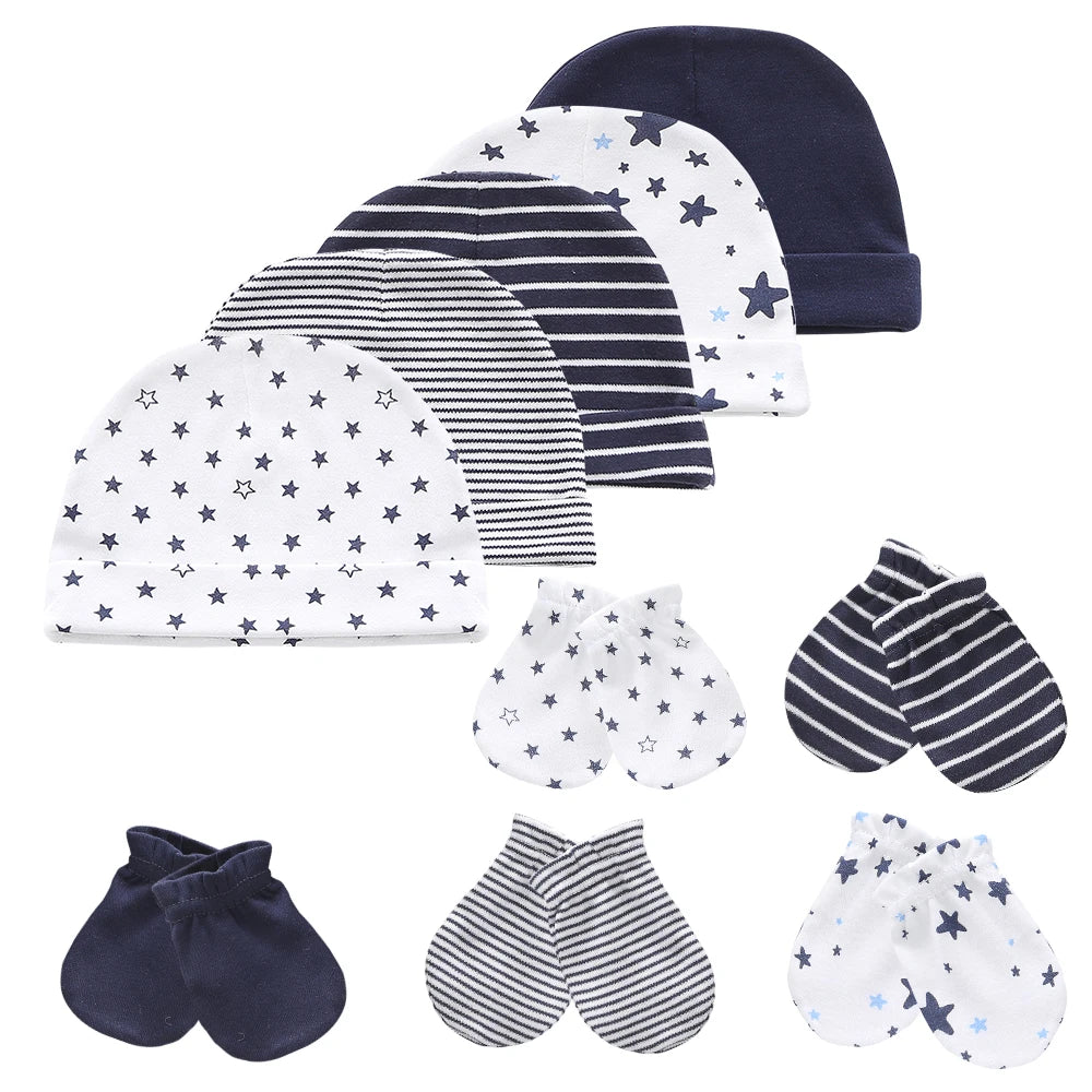 Ensemble bonnet et gants en coton pour bébé (0-6 mois)