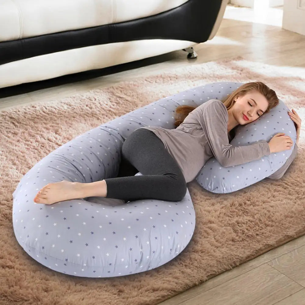 C-Shaped Full Body Pregnancy Pillow – Removable Cover & Side Sleep Support