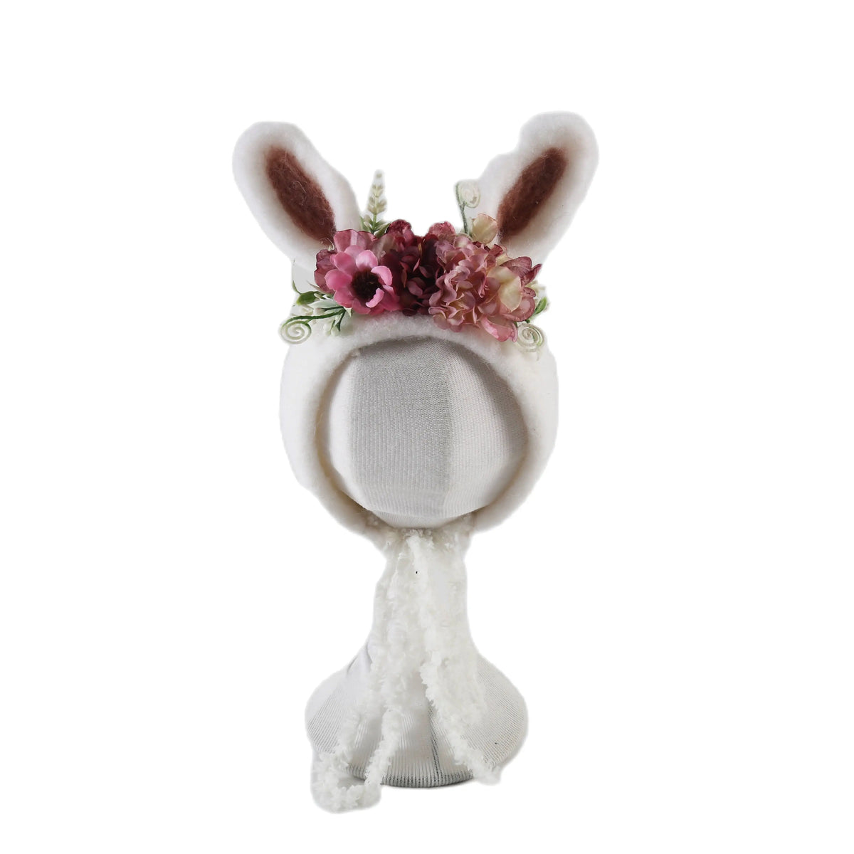 Cute Reindeer Wool Felt Bonnet for Newborn Baby Photo Shoot