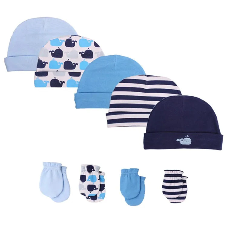 Ensemble bonnet et gants en coton pour bébé (0-6 mois)