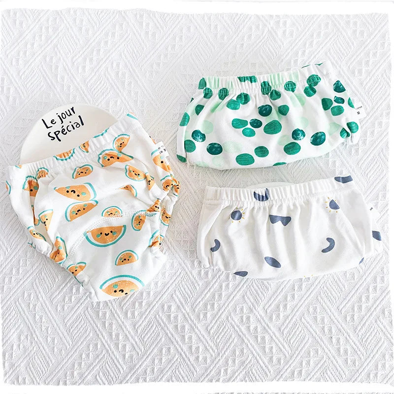 3-Pack Baby Training Pants – 6-Layer Reusable Cotton Diapers