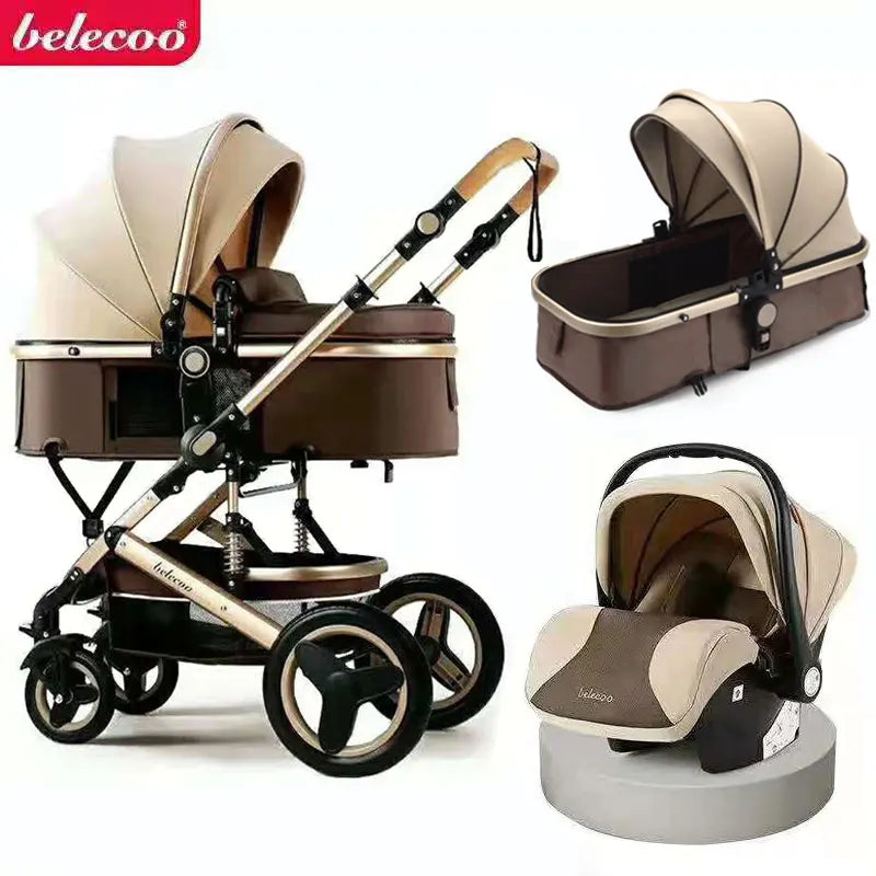 Luxurious Baby Stroller 3 in 1 Portable Travel Carriage Folding Prams