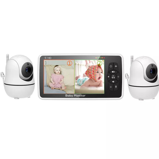 Dual Camera 5" Baby Monitor with 2-Way Audio & Zoom